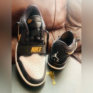 Air Jordan Legacy  Black Sneakers with Gold Details